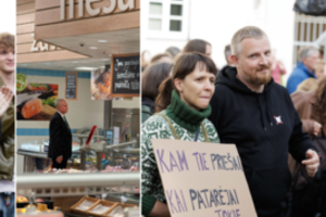 Audra socialiniuose tinkluose: prieš pat protestą Daukanto aikštėje G. Nausėda užfiksuotas maisto prekių parduotuvėje