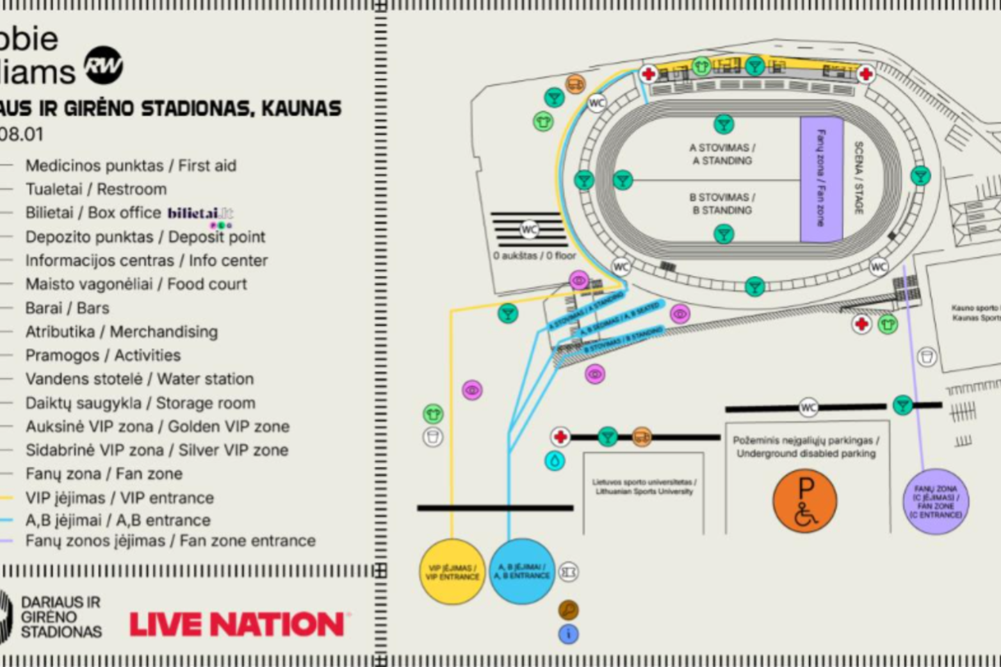 Koncerto žemėlapis.<br> Organizatorių nuotr.