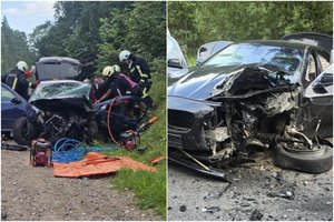 Jaunas policininkas sukėlė didelę avariją Anykščių rajone: sužeisti 6 žmonės, iš jų 3 – vaikai