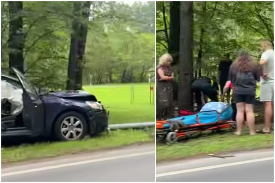 Vilniuje automobilis nuvertė stulpą, viena moteris ligoninėje