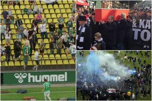 Ne tik lagaminai: sauskelnės, kiaulytės ir karstas – kaip futbolo fanai išradingai siekia pokyčių