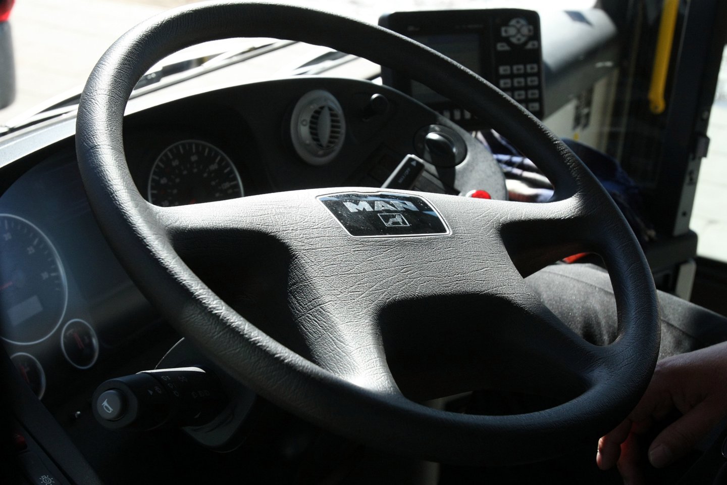 Autobuso vairas.<br>R.Danisevičiaus nuotr.