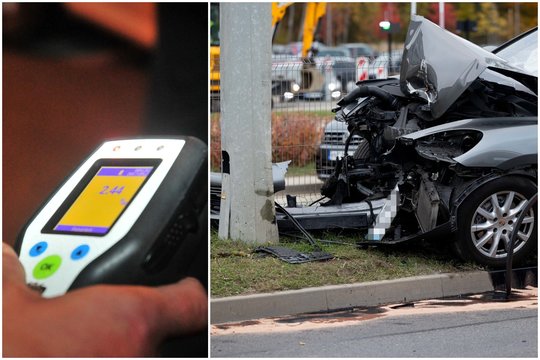 Prisigėręs nepilnametis Vilniuje pirmadienį pradėjo prastai – daugiabučių kiemuose automobiliu trenkėsi į stulpą