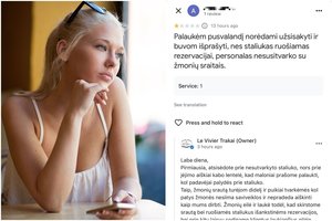 Iš restorano Trakuose klientei teko eiti pabrukus uodegą: norėjo būti gudresnė už kitus