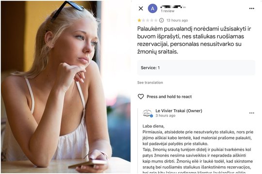 Iš restorano Trakuose klientei teko eiti pabrukus uodegą: norėjo būti gudresnė už kitus