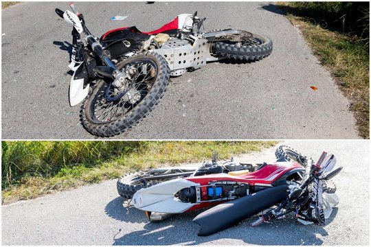 Girtas motociklininkas Varėnos r. susidūrė su automobiliu – pats ir nukentėjo