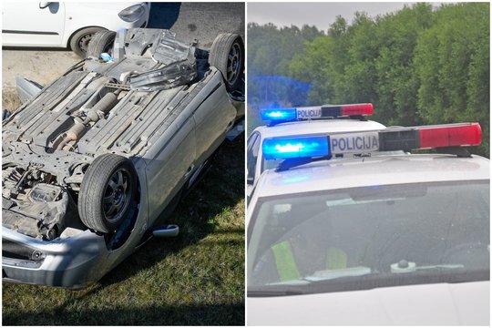 Girta ir beteisė vairuotoja Vilkaviškio r. apvertė savo automobilį – apgadinta kapinių tvora