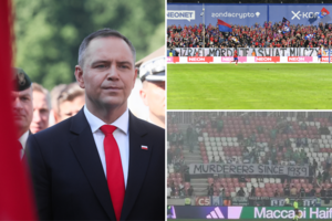 Skandalas Lenkijoje ir Izraelyje: politiniai sirgalių plakatai iššaukė tarptautinį atsaką