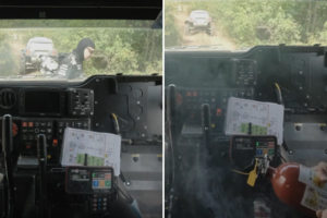 Pamatykite, kaip tai įvyko: B. Vanago automobilio gaisras iš vidaus