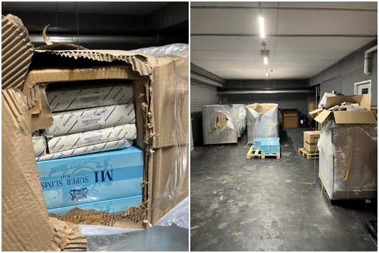 Smūgis tarptautinei kontrabandininkų grupuotei: sulaikyta cigarečių už 2,5 mln. eurų