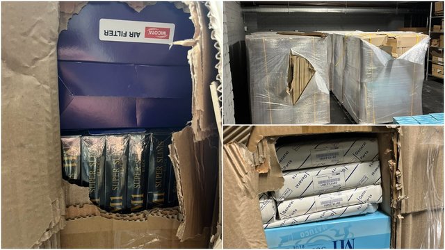 Vilniaus oro uoste – milžiniškos kontrabandos siuntos: rūkalų vertė gali siekti 2,5 milijono eurų