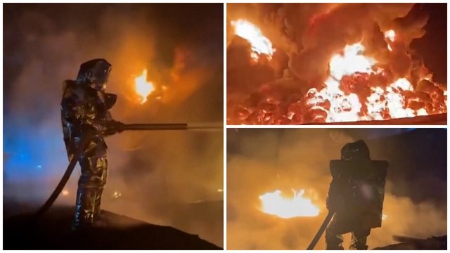 Masinė rusų dronų ataka Odesoje: užfiksavo didžiulį gaisrą svarbiame objekte