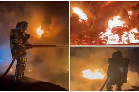 Masinė rusų dronų ataka Odesoje: užfiksavo didžiulį gaisrą svarbiame objekte