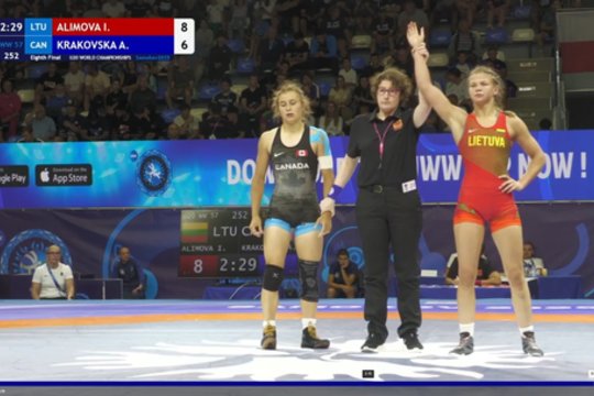 Imtynininkės A. Tieliegina ir I. Alimova pasaulio jaunimo imtynių čempionate užėmė septintąsias vietas