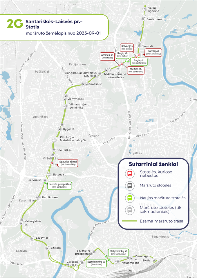 Nuo rugsėjo sostinėje atsinaujina tvarkaraščiai ir keičiami 10 autobusų maršrutų: 3G, 5, 40, 52, 75, 125, 55, 59, 49, 69.