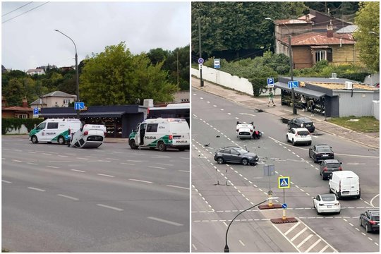 Praneša apie smarkią avariją Kaune – automobilis vertėsi ant stogo