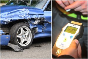 Girtos vairuotojos BMW Vilniuje rėžėsi į „Ford“ – nuo stalo pakilo prieš 4 val., bet vis tiek pūtė virš 2 prom.