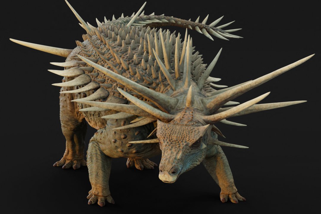 Atrado keistą dinozaurą su įmantriais šarvais ir spygliais