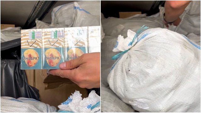 Po agurkais – stambi kontrabanda: aptiko pusę milijono pakelių rūkalų