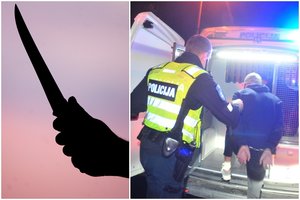 Vilniuje girtas vyras į prie jo besiartinantį policininką sviedė peilį