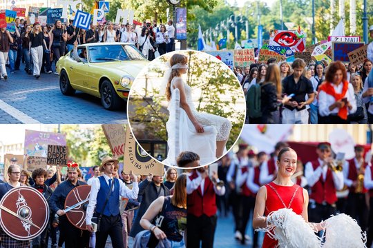 Gedimino prospektu vėl žygiavo VU studentai: pasižvalgykite, kaip jie puošėsi šiemet