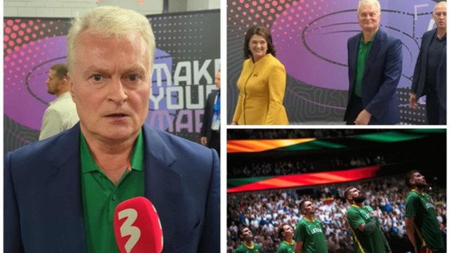 Į Tamperę atvykęs G. Nausėda įvertino Lietuvos rinktinės gynybą