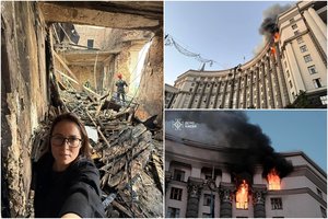 Karas Ukrainoje. Kas liko iš Vyriausybės pastato: po Rusijos atakos pasidalino pirmaisiais vaizdais