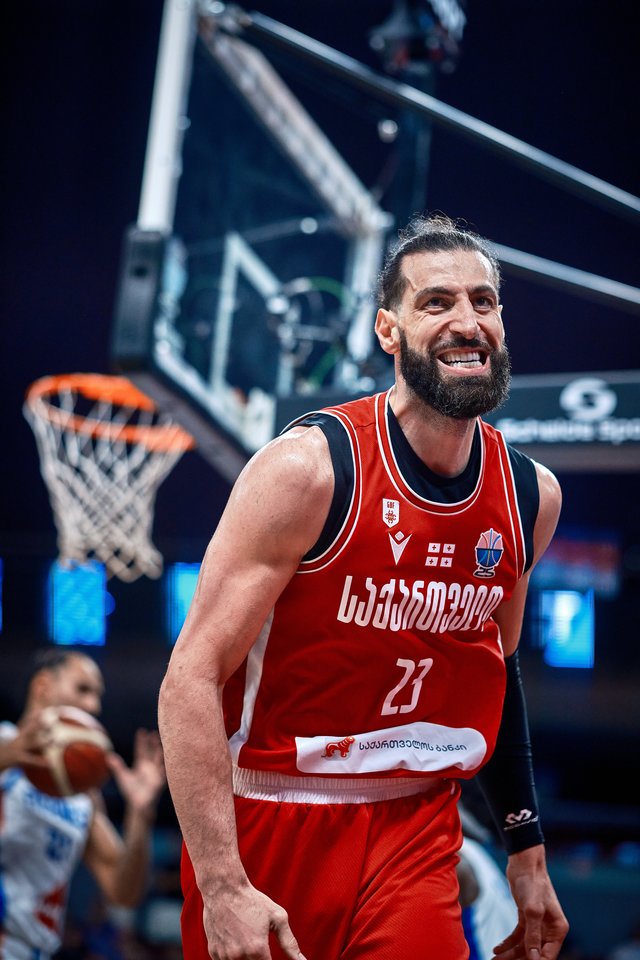 Prancūzijos ir Sakartvelo rungtynės. Tornike Šengelija.<br> FIBA nuotr.