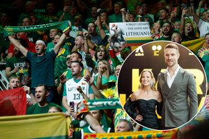 Lietuvos rinktinės rungtynėse Rygoje – ypatingas dėmesys ką tik susituokusiems M. Stonkui ir G. Glemžaitei