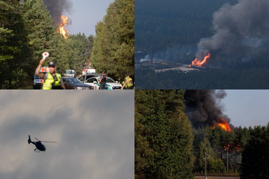  Į dangų kilusios liepsnos ir dūmų stulpai: kadruose – vaizdai iš gaisro Vilniaus pakraštyje