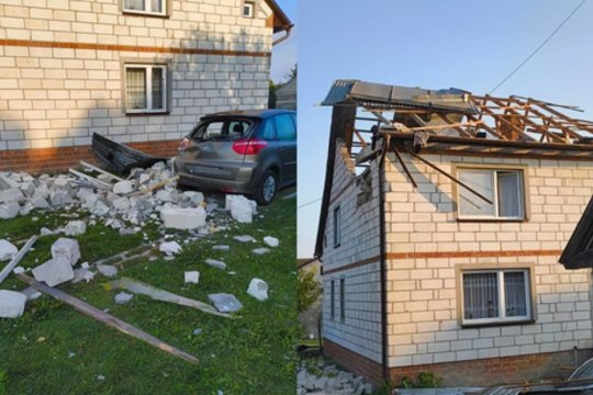 Po rusų dronų antplūdžio Lenkijoje – nuniokoto namo vaizdai