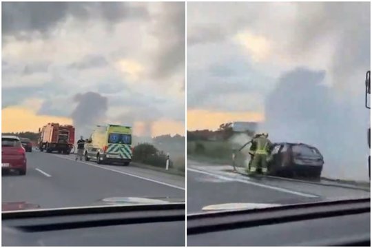 Autostradoje netoli Kryžkalnio sudegė automobilis 