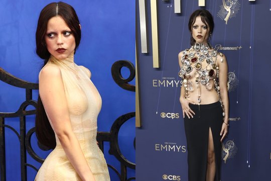 „Emmy“ apdovanojimuose – itin drąsus Jennos Ortegos įvaizdis: krūtinę pridengė tik brangakmeniais