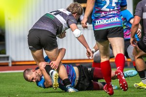 „Geležinio vilko“ regbininkai iškovojo pergalę Latvijoje ir išlaikė intrigą kovoje dėl vietos pusfinalyje