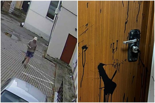 Kauno centre – vandalo išpuolis: atidarius duris, apipylė dažais