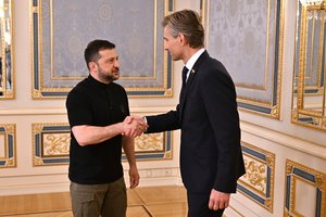 K. Budrys susitikime su prezidentu V. Zelenskiu: matome Ukrainą kaip sudėtinę ir ypač svarbią Europos oro gynybos grandį