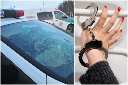 Girta moteris Panevėžyje akmenimis apmėtė policijos automobilį