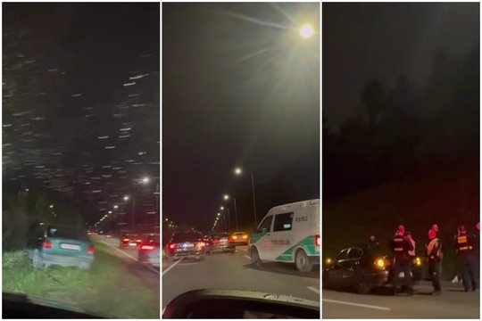 Dviguba avarija Vilniuje: šeši apdaužyti automobiliai trikdė eismą judrioje gatvėje