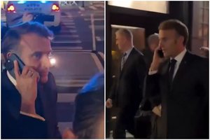 Niujorke – skubus E. Macrono skambutis D. Trumpui: kalbėdamas juokėsi