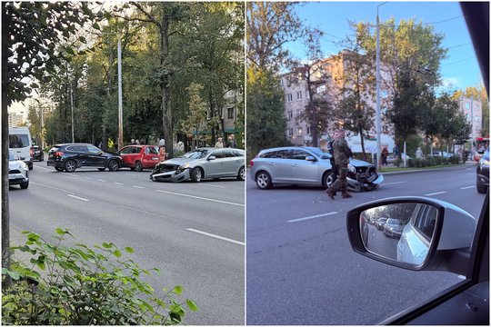 Vilniuje smarkiai susidūrė 3 automobiliai: pranešama apie spūstis