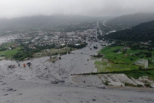 Dėl taifūno Taivane išsiliejo ežeras: pamatykite, kaip atrodo po vandeniu paniręs miestas