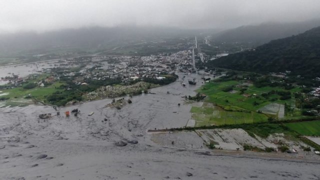 Dėl taifūno Taivane išsiliejo ežeras: pamatykite, kaip atrodo po vandeniu paniręs miestas
