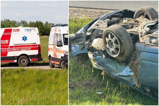Plungės r. nuskridęs nuo kelio kelis kartus vertėsi „VW Golf“ – sužeisti du nepilnamečiai ir 18-metis