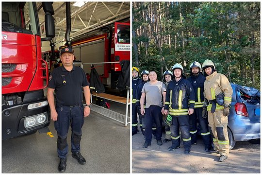 Vilnietis ugniagesys puolė į pagalbą ne tarnybos metu: „Pribėgame – mašina guli ant stogo“