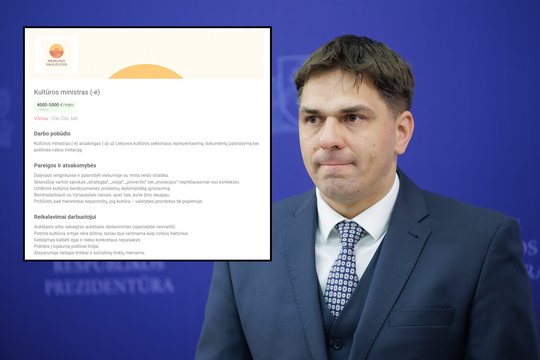Iš kojų verčiantis darbo pasiūlymas: ieško kultūros ministro, viena pareigų – diplomatiškas problemų ignoravimas