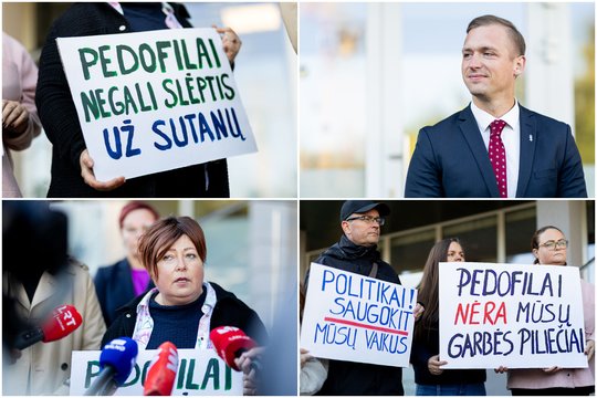 „Pedofilas nėra garbės pilietis“: prie Vilniaus rajono savivaldybės – piketas