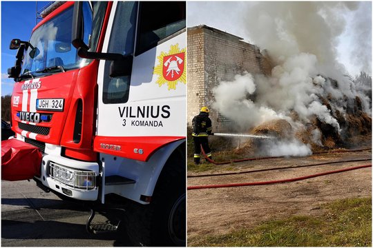 Populiarų Vilniaus rajono žirgyną nusiaubė gaisras: nukentėjo žmogus, liepsnas malšino gausios ugniagesių pajėgos