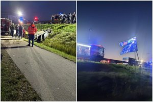 Greta Šiaulių nuo šlaito nusirito ir ratais į viršų ant pėsčiųjų tako liko gulėti automobilis 