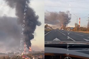 300 km nuo Maskvos – milžiniškos liepsnos: Rusijoje vėl dega didelė naftos perdirbimo gamykla