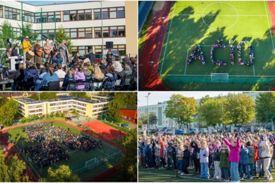 Tūkstantis mokinių – vienas skambantis „Ačiū“: įspūdingas muzikinis sveikinimas mokytojams